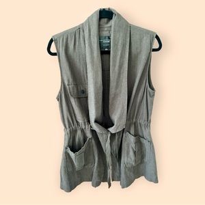 SANCTUARY Women’s Sleeveless VEST, OLIVE/ARMY GREEN;Size L, Linen/Viscose